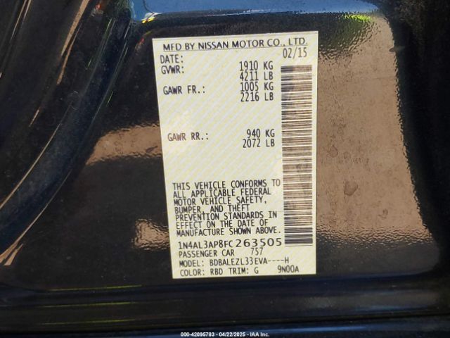 1N4AL3AP8FC263505 Nissan Altima 2.5 S