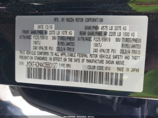 JM3KFADM4K0550127 Mazda Cx-5 Grand Touring