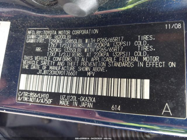 2009 LEXUS GX 470 JTJBT20X090176601 Photo 8