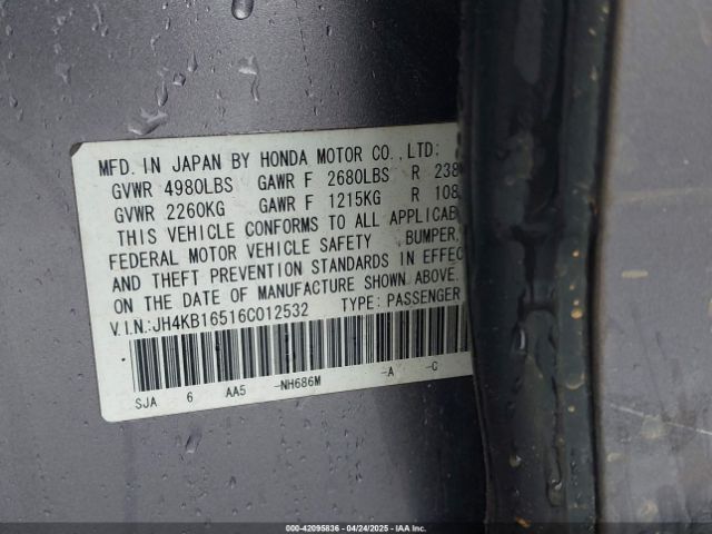 2006 ACURA RL JH4KB16516C012532 Photo 8