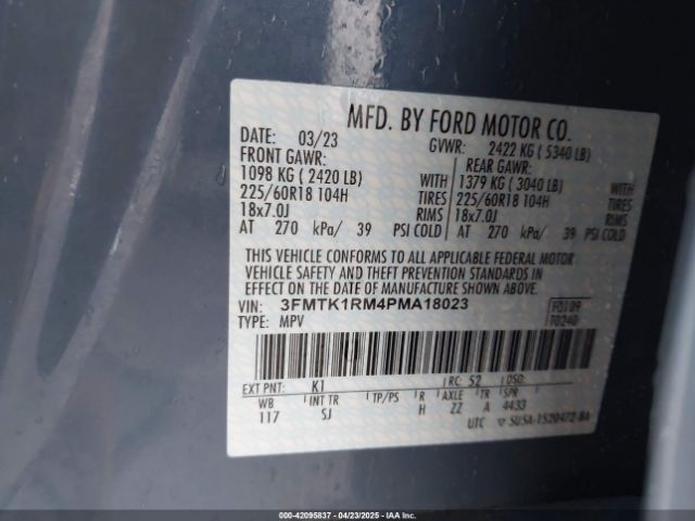 3FMTK1RM4PMA18023 Ford Mustang Mach-e Select