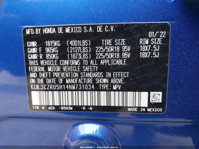 3CZRU5H14NM731034 Honda Hr-v 2wd Sport