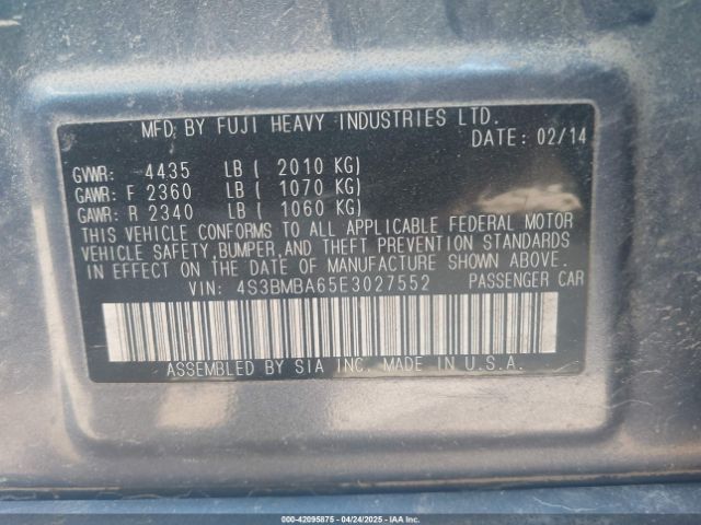 4S3BMBA65E3027552 Subaru Legacy 2.5i