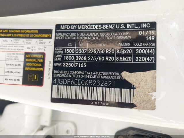 4JGDF6EE0KB232821 Mercedes-Benz Gls 450 4matic