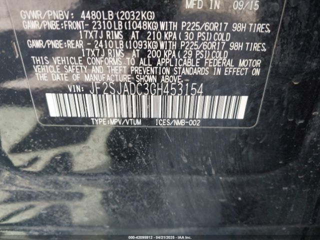 JF2SJADC3GH453154 Subaru Forester 2.5i Premium