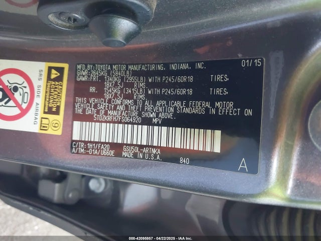 5TDZKRFH7FS064920 Toyota Highlander Le Plus V6