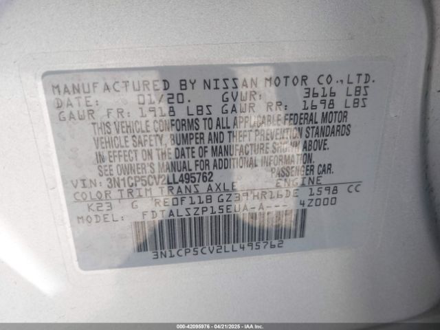 2020 NISSAN KICKS 3N1CP5CV2LL495762 Photo 8