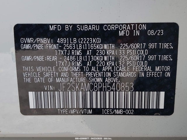 Subaru na u5 2023 JF2SKAMC8PH540853 Image 9