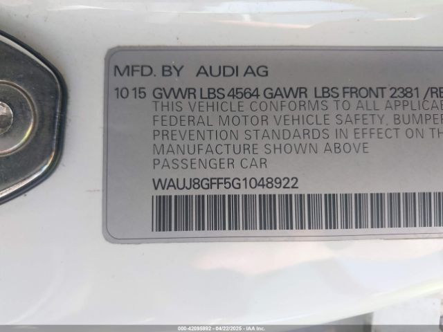 WAUJ8GFF5G1048922 Audi A3 2.0t Premium