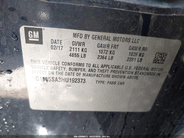 1G1105SA3HU192373 Chevrolet IMPALA 1LT