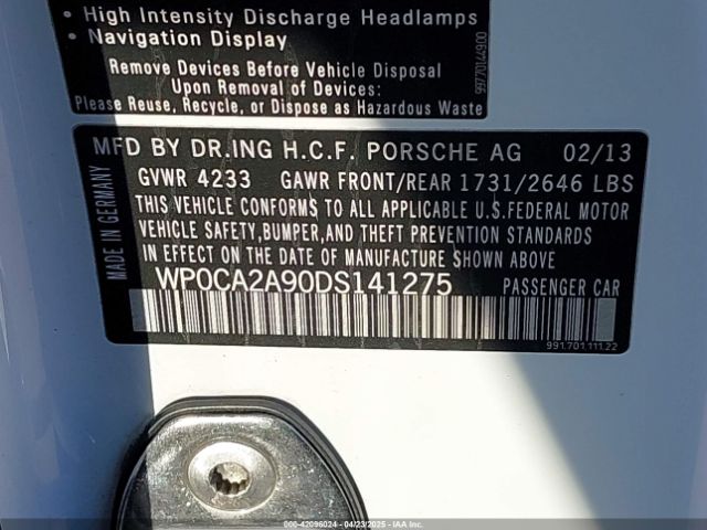 2013 PORSCHE 911 WP0CA2A90DS141275 Photo 8