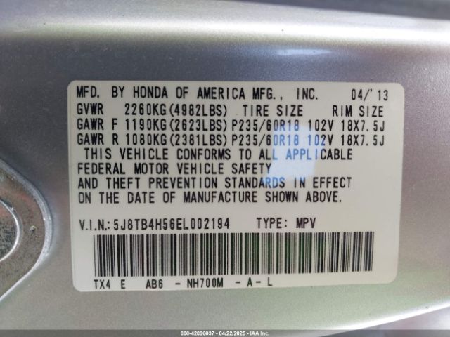 5J8TB4H56EL002194 Acura RDX