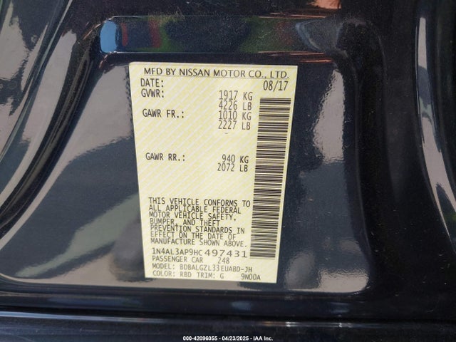 1N4AL3AP9HC497431 Nissan Altima 2.5 S