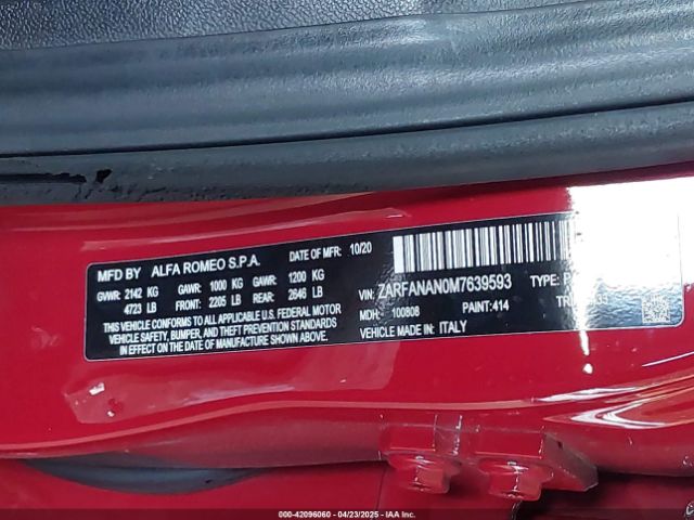 2021 ALFA ROMEO GIULIA ZARFANAN0M7639593 Photo 8