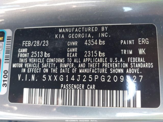 5XXG14J25PG209827 KIA t-gdi gamma ii