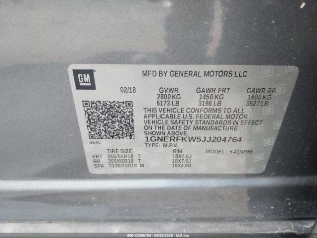 1GNERFKW5JJ204764 Chevrolet Traverse Ls