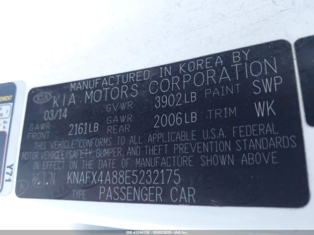 KNAFX4A88E5232175 KIA FORTE EX