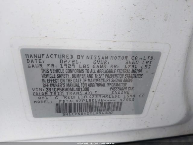 3N1CP5BV0ML481300 Nissan Kicks S Xtronic Cvt