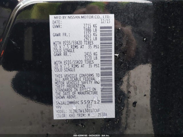 5N1AL0MM6FC559712 Infiniti QX60