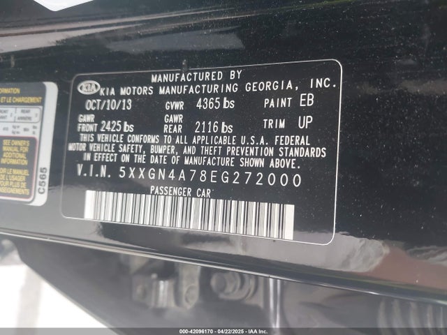 KIA OPTIMA EX 2014 5XXGN4A78EG272000 Image 9