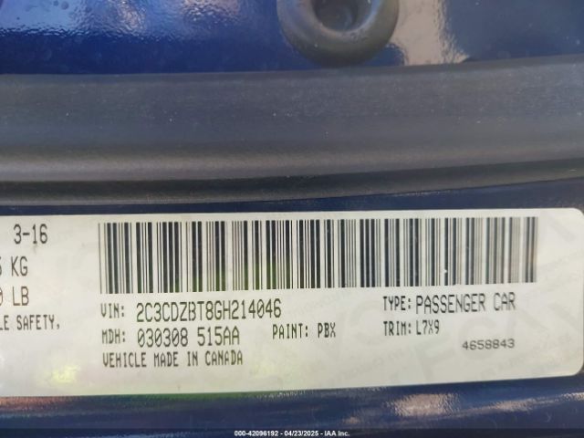 2016 DODGE CHALLENGER 2C3CDZBT8GH214046 Photo 8