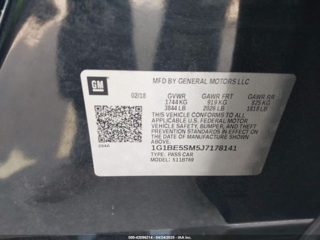 1G1BE5SM5J7178141 Chevrolet Cruze Lt Auto