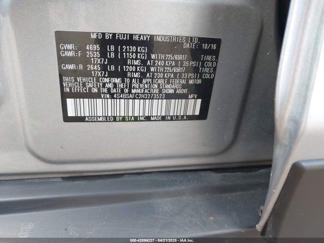 4S4BSAFC2H3273523 Subaru Outback 2.5i Premium