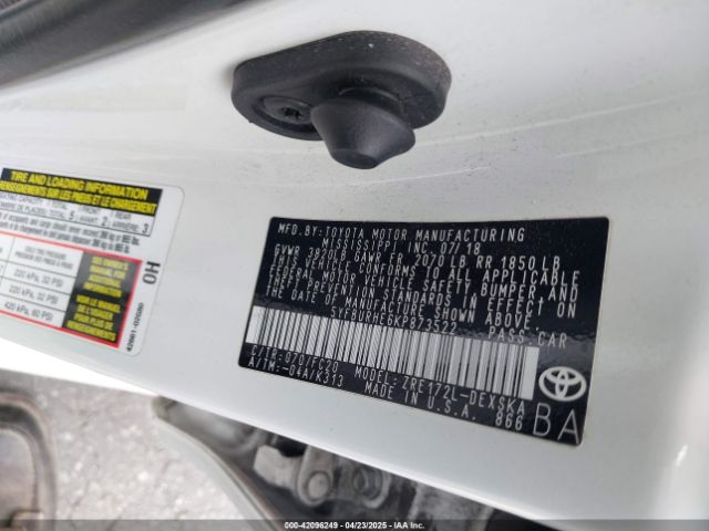 5YFBURHE6KP873522 Toyota COROLLA SE