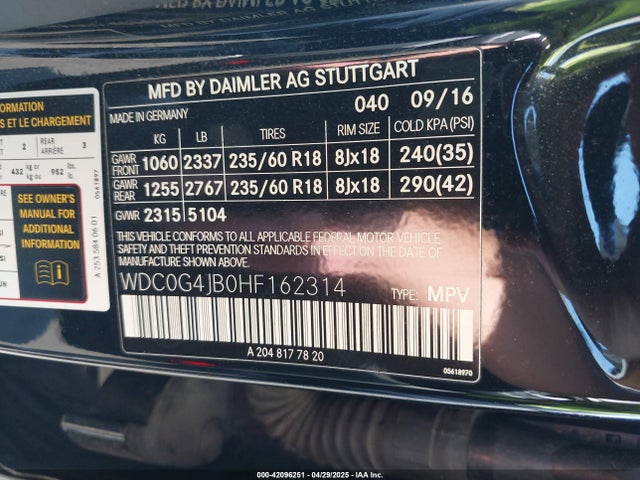WDC0G4JB0HF162314 Mercedes-Benz GLC 300