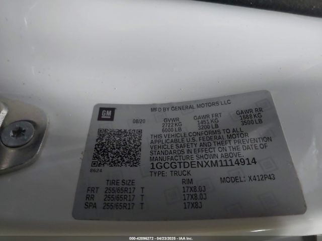 1GCGTDENXM1114914 Chevrolet Colorado 4wd  Short Box Z71