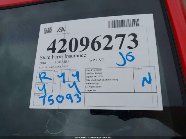 JF1VA2M63J9830424 Subaru Wrx Sti