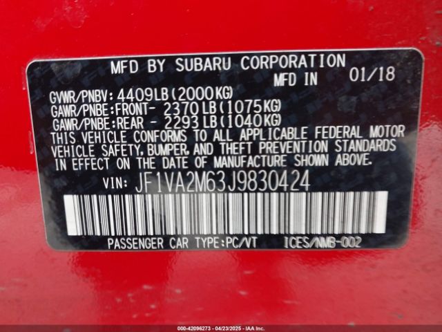 JF1VA2M63J9830424 Subaru Wrx Sti