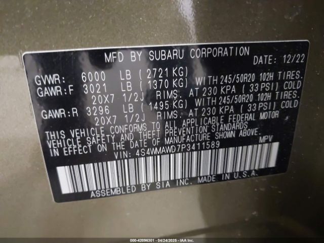 4S4WMAWD7P3411589 Subaru Ascent Touring 7-passenger