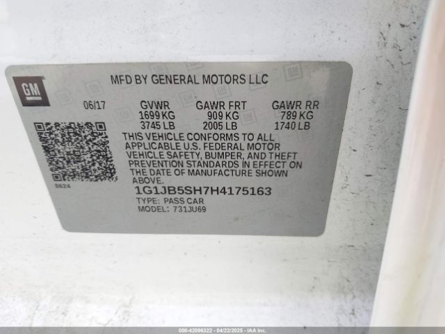 1G1JB5SH7H4175163 Chevrolet Sonic Ls Auto