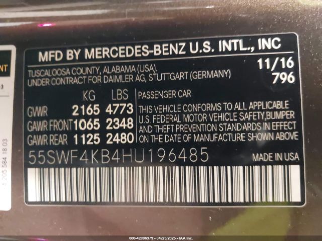 55SWF4KB4HU196485 Mercedes-Benz C 300 4matic/luxury 4matic/sport 4matic