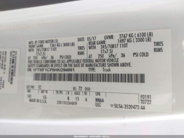 1FTMF1CP6HKD94991 Ford F-150 Xl