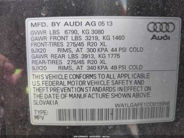2013 AUDI Q7 WA1LGAFE1DD015956 Photo 8