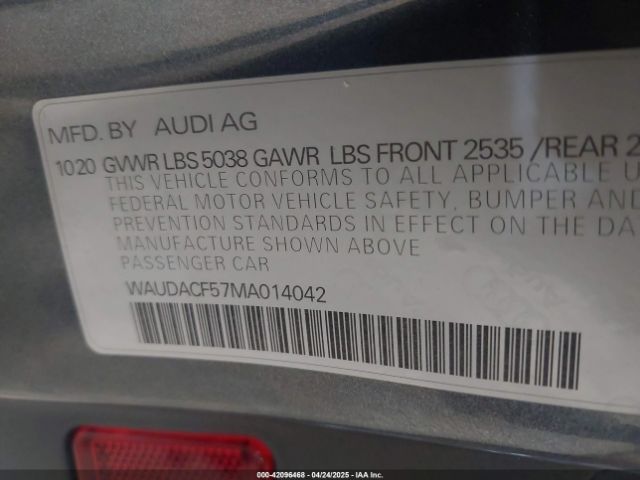 WAUDACF57MA014042 Audi A5 Sportback Premium 45 Tfsi Quattro S Tronic