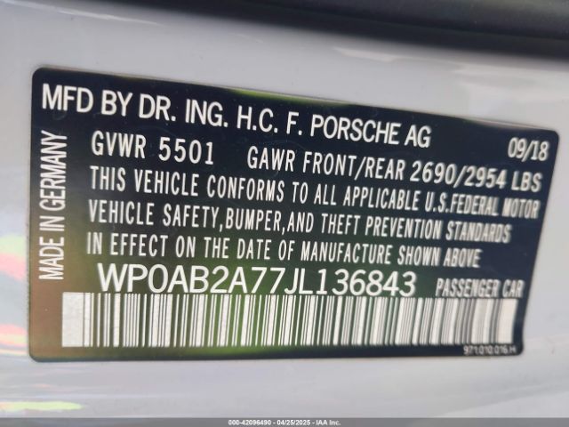 2018 PORSCHE PANAMERA WP0AB2A77JL136843 Photo 8