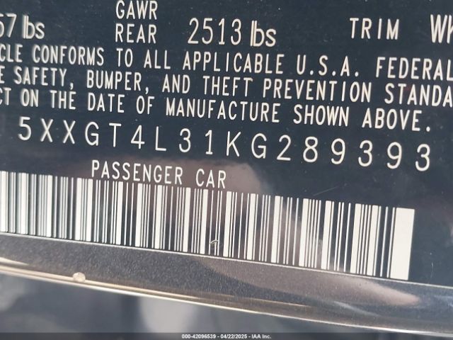 5XXGT4L31KG289393 KIA gdi