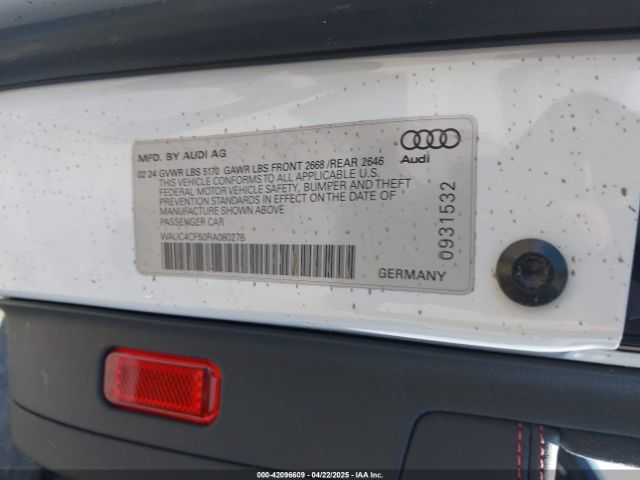 WAUC4CF50RA080278 Audi S5 Sportback Premium Plus Tfsi Quattro Tiptronic