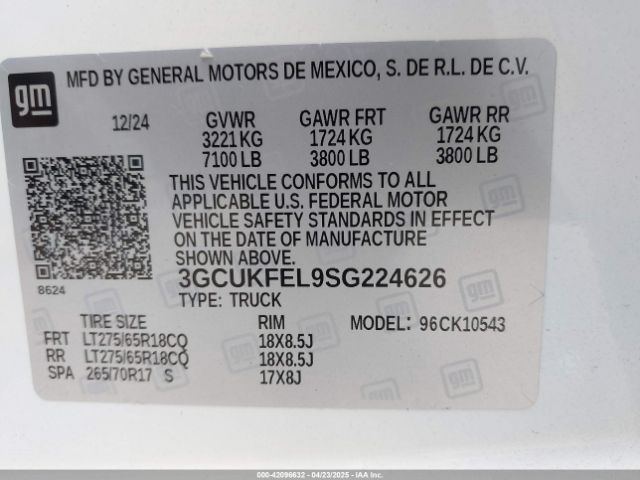3GCUKFEL9SG224626 Chevrolet Silverado 1500 4wd  Short Bed Lt Trail Boss
