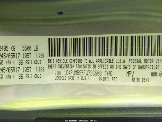 1C4PJMBS5FW726508 Jeep Cherokee Trailhawk