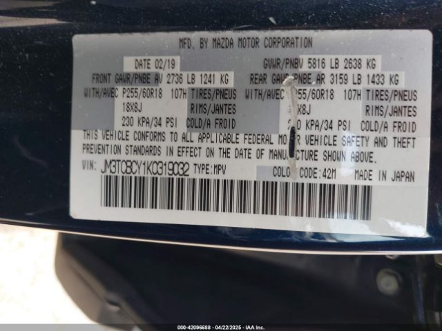 JM3TCBCY1K0319032 Mazda Cx-9 Touring