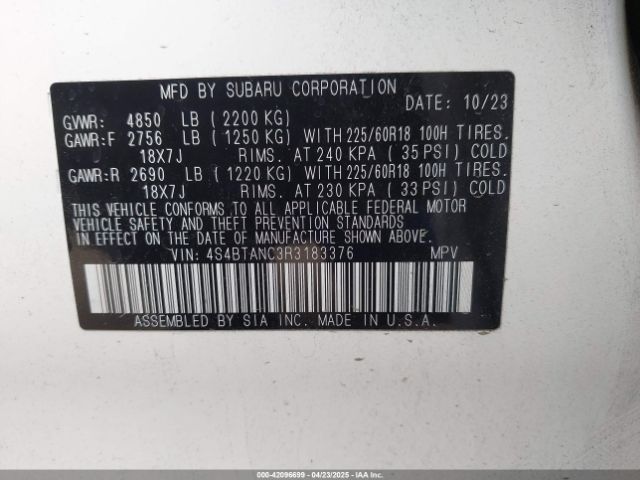 2024 SUBARU OUTBACK 4S4BTANC3R3183376 Photo 8