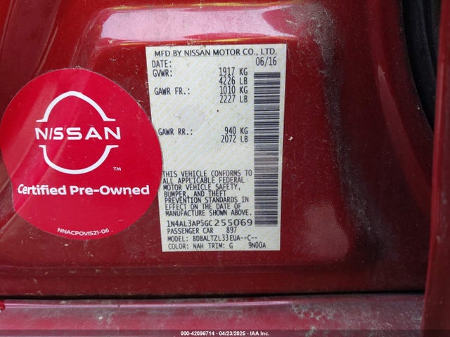 1N4AL3AP5GC255069 Nissan Altima 2.5 Sl