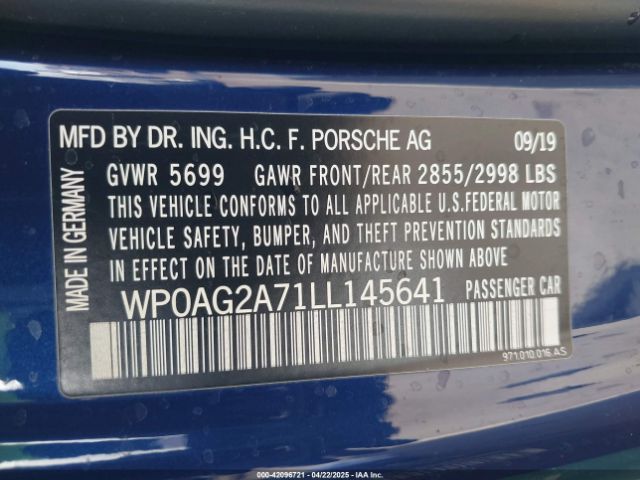 2020 PORSCHE PANAMERA WP0AG2A71LL145641 Photo 8