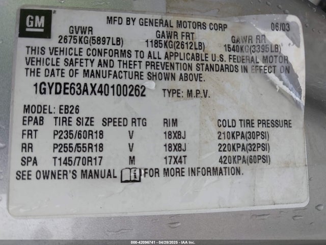 2004 CADILLAC SRX 1GYDE63AX40100262 Photo 8
