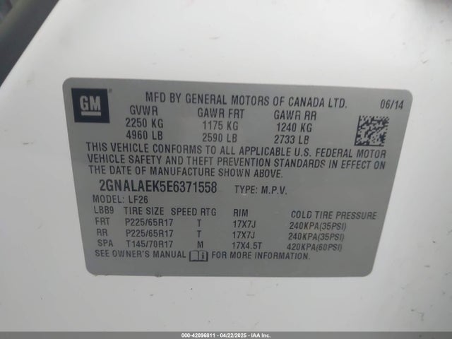 Chevrolet EQUINOX LS 2014 2GNALAEK5E6371558 Image 9