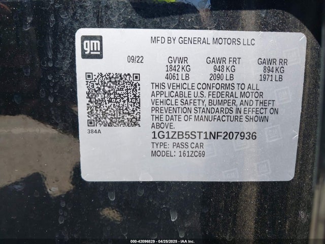 1G1ZB5ST1NF207936 Chevrolet Malibu Fwd Ls